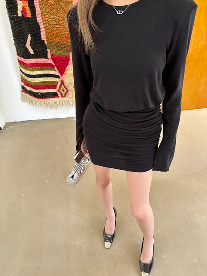 不規則褶皺包臀連身裙