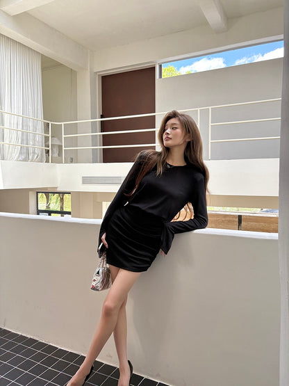 不規則褶皺包臀連身裙