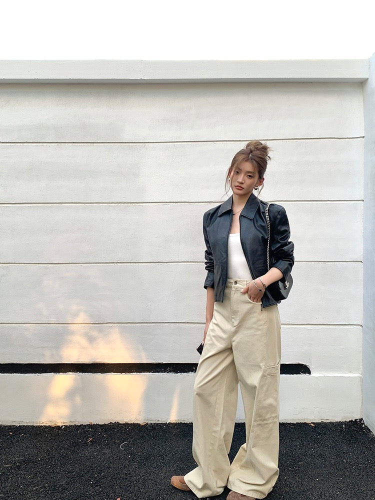 酷颯復古短款皮衣