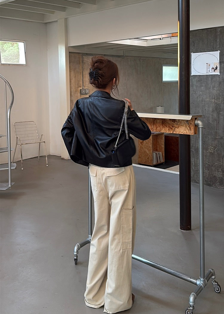 酷颯復古短款皮衣