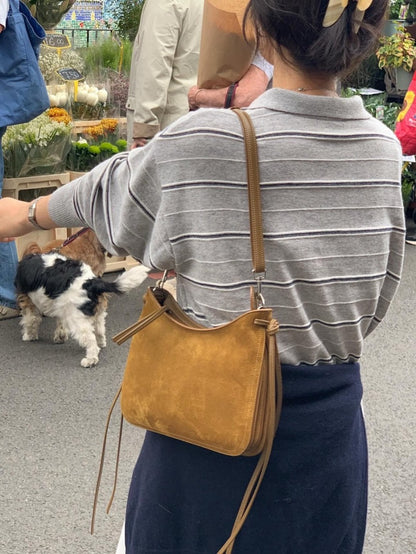 Collared Versatile Striped Knit Sweater