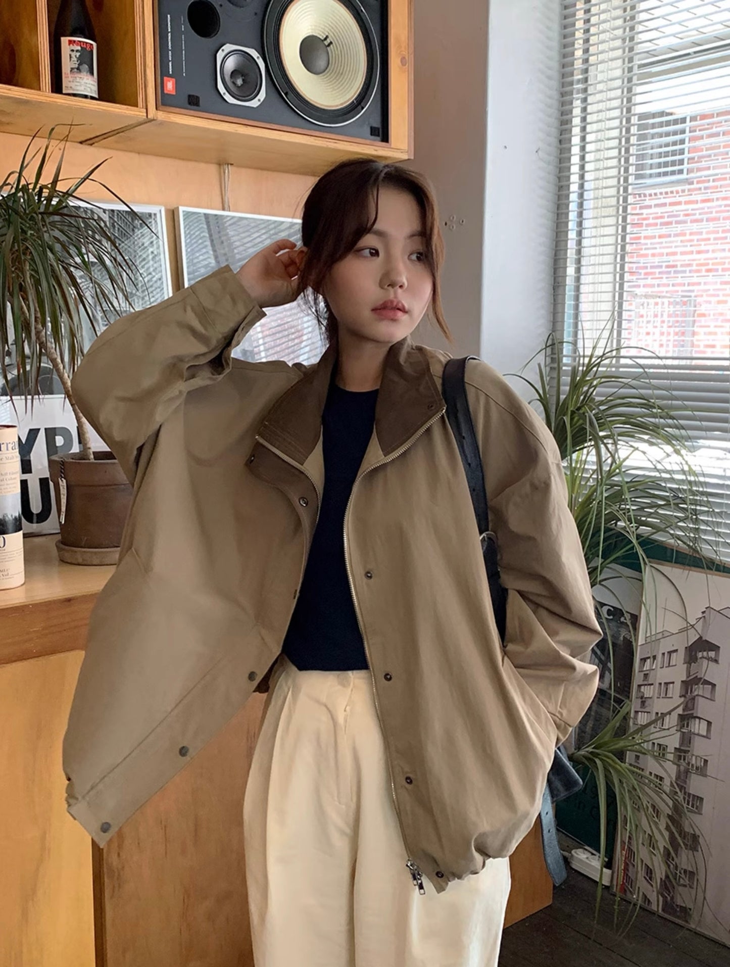 Color-blocking Loose-fit Jacket