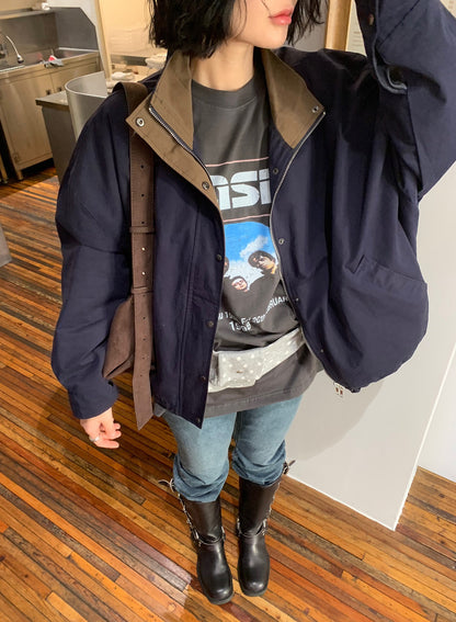 Color-blocking Loose-fit Jacket