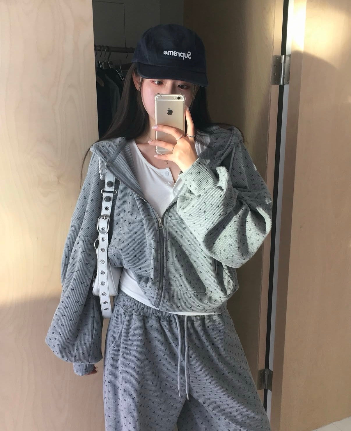 印花華夫格衛衣set