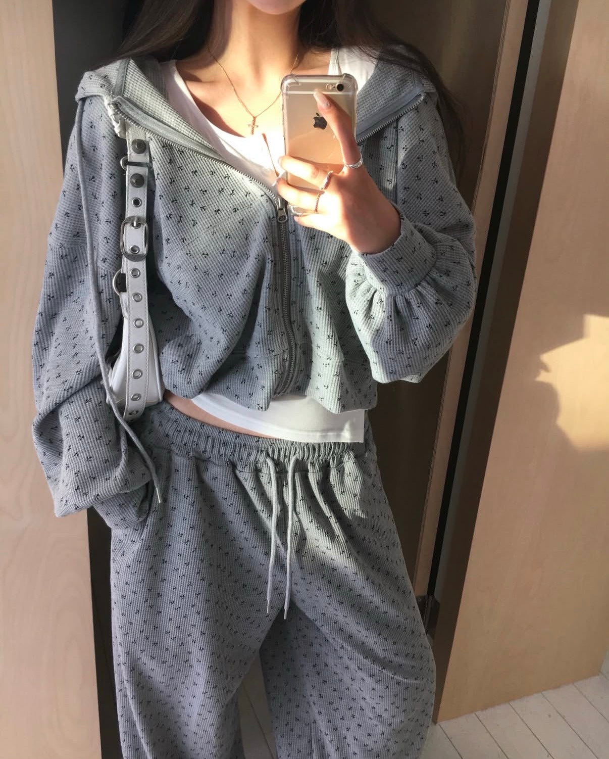 印花華夫格衛衣set