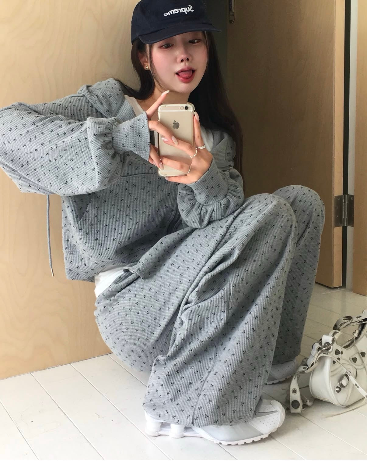 印花華夫格衛衣set