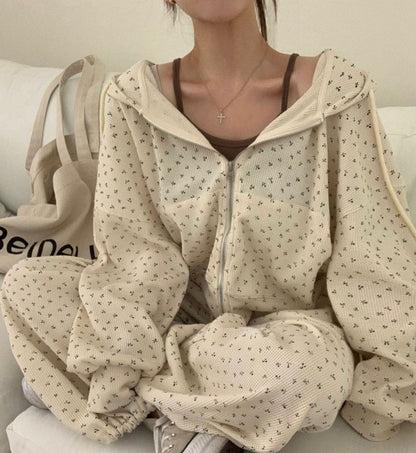 印花華夫格衛衣set