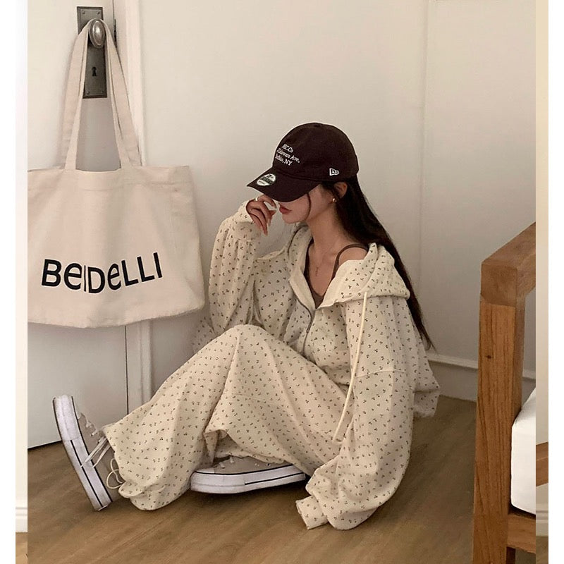 印花華夫格衛衣set