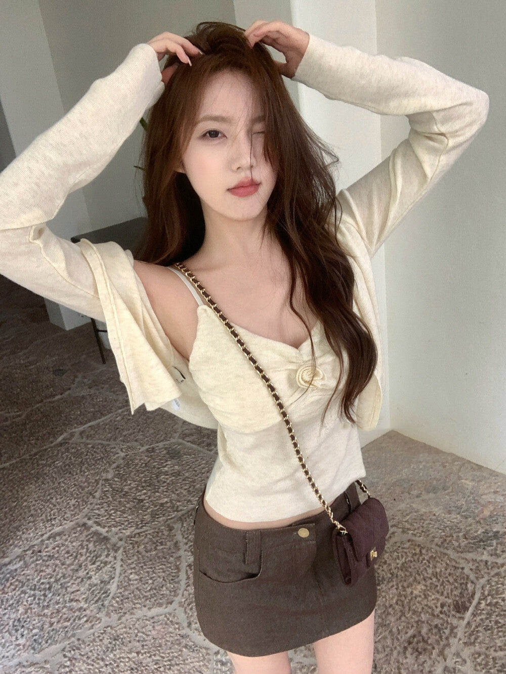 山茶花吊帶+開衫set