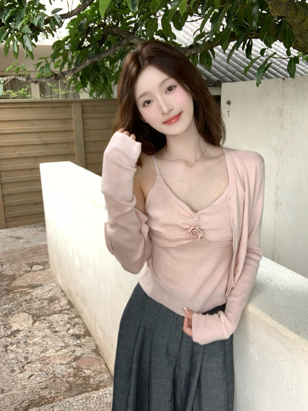 山茶花吊帶+開衫set