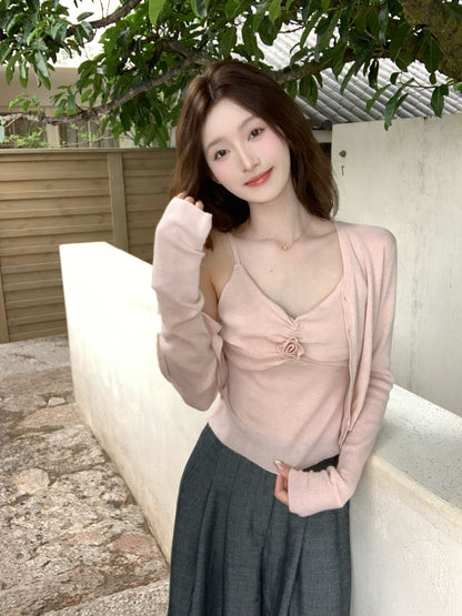 山茶花吊帶+開衫set