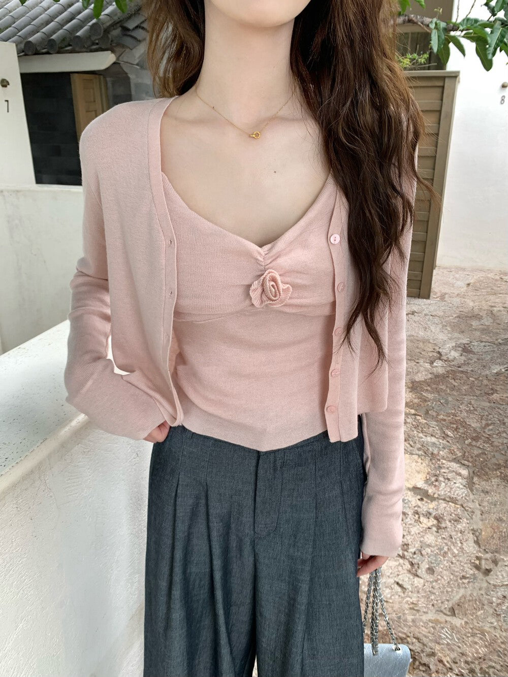 山茶花吊帶+開衫set