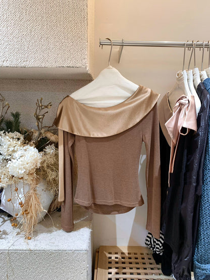 Asymmetrical Satin Spliced Blouse