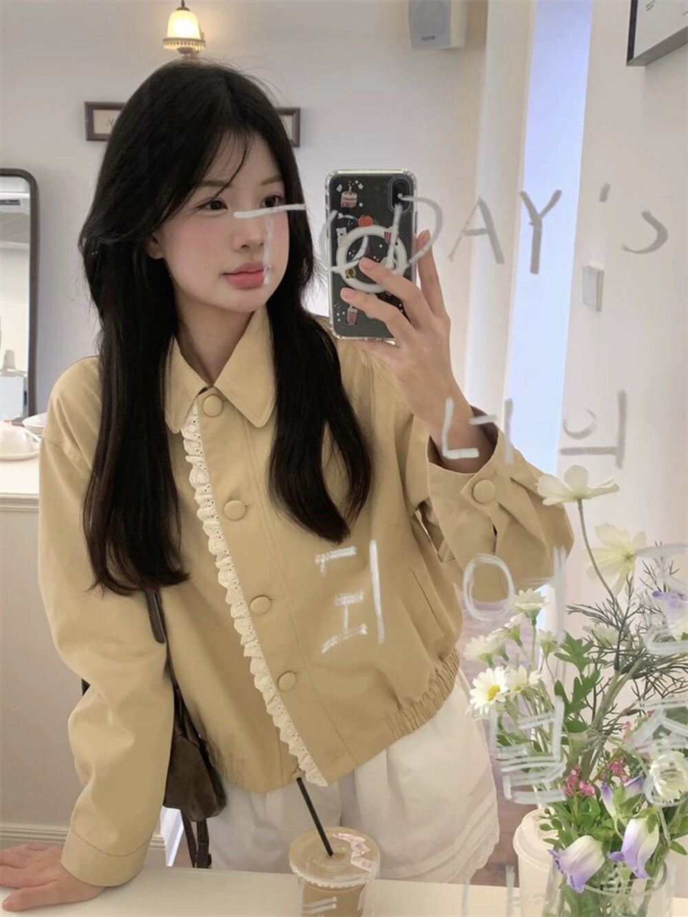 Korean Style Wavy Edge Workwear Short Jacket