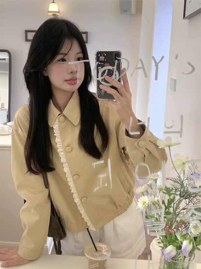 Korean Style Wavy Edge Workwear Short Jacket