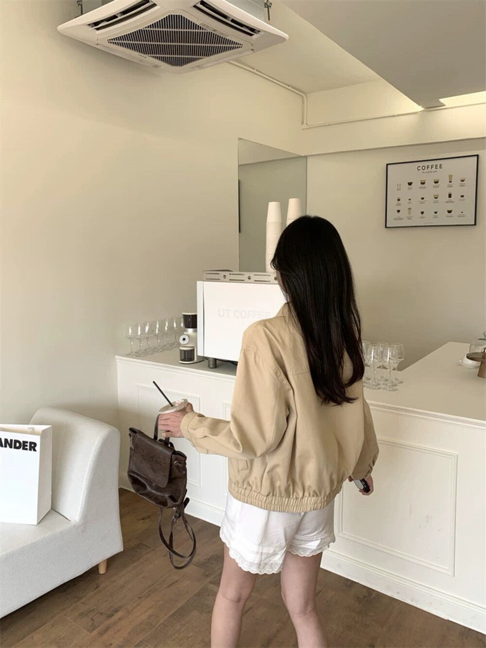 Korean Style Wavy Edge Workwear Short Jacket