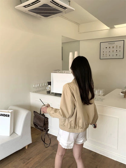 Korean Style Wavy Edge Workwear Short Jacket