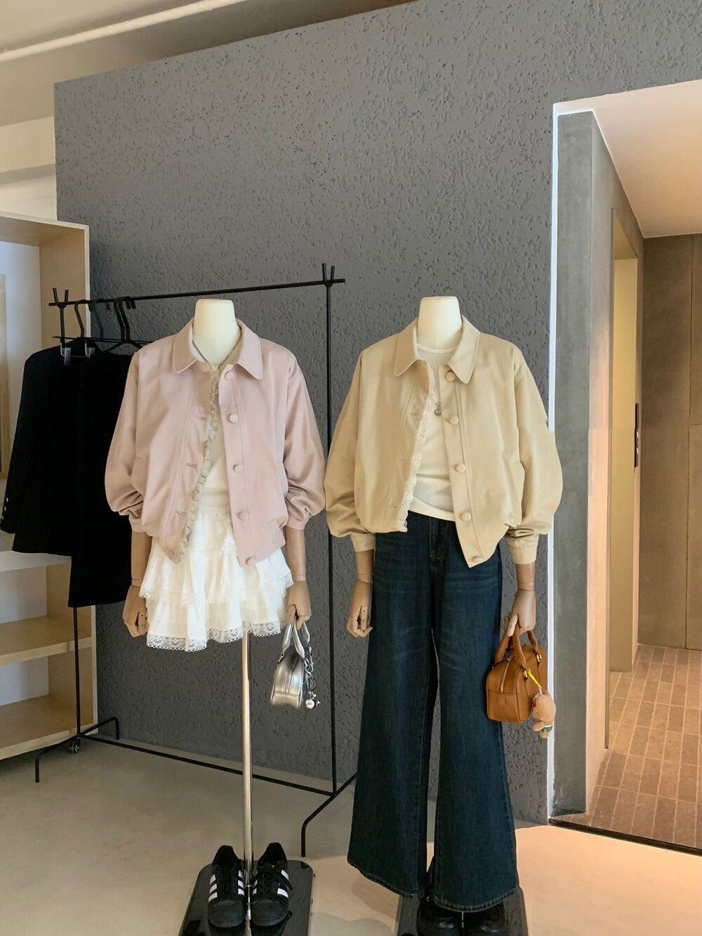 Korean Style Wavy Edge Workwear Short Jacket