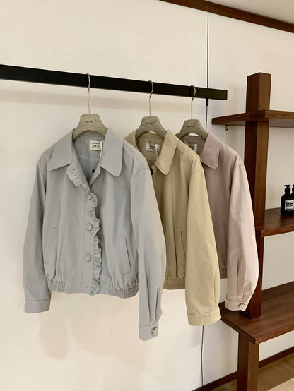 Korean Style Wavy Edge Workwear Short Jacket