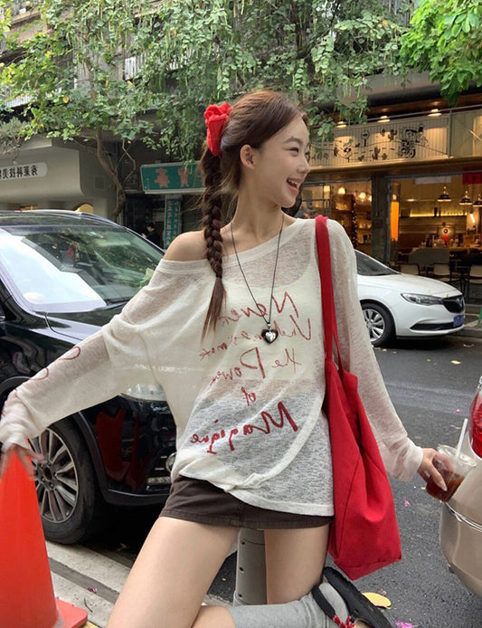 One-Shoulder Loose-Fit Sun Protection Cover-Up