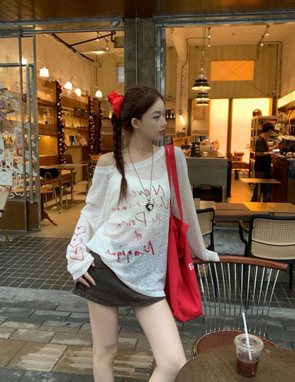 斜肩寬鬆防曬罩衫