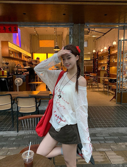 斜肩寬鬆防曬罩衫