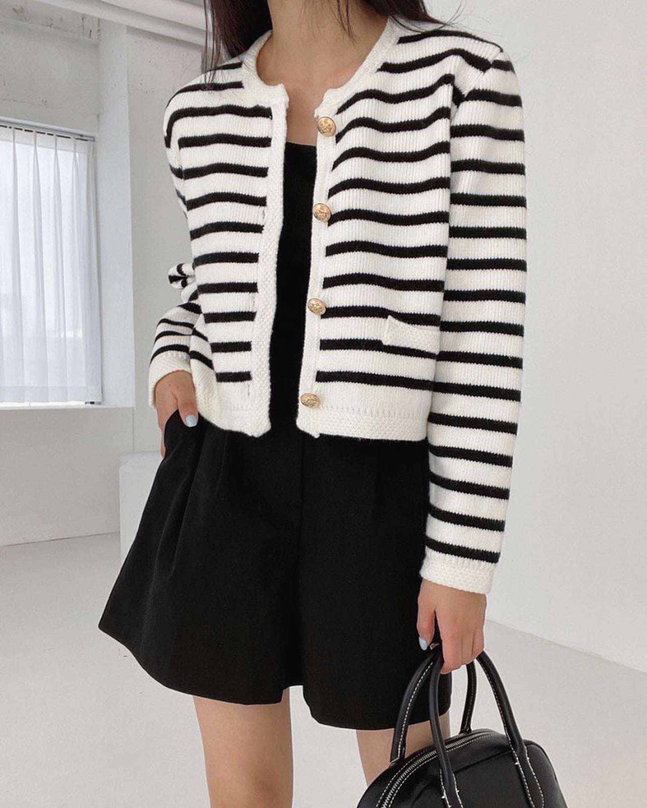 ボーダーニットカーディガン