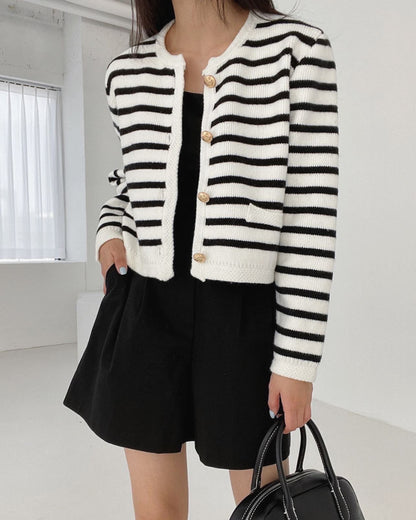 ボーダーニットカーディガン