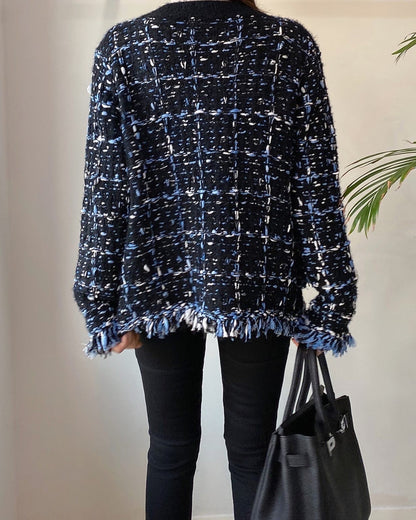 Vintage V-neck Multicolor Knit Cardigan