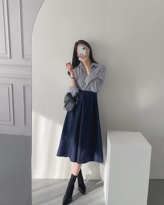 法式修腰恤衫連身裙