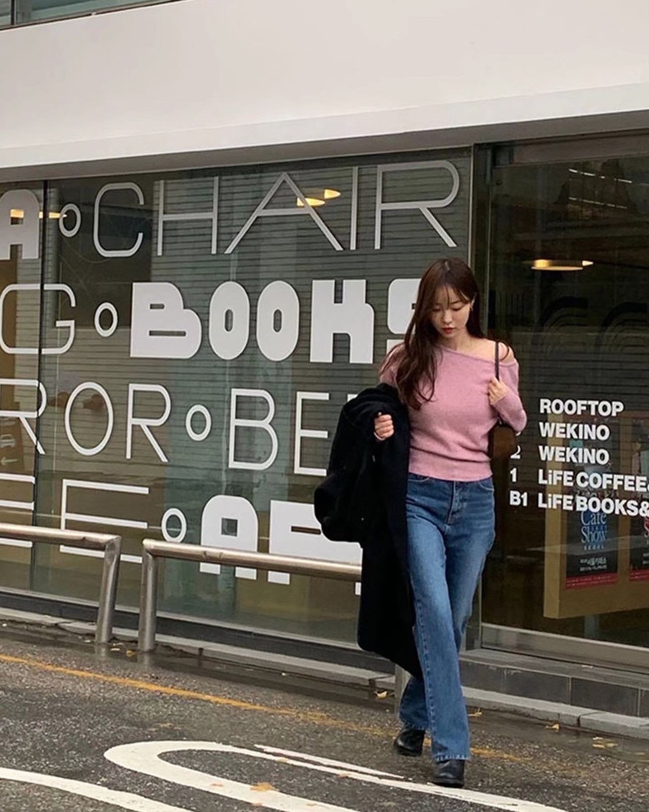 off shoulder針織冷杉top