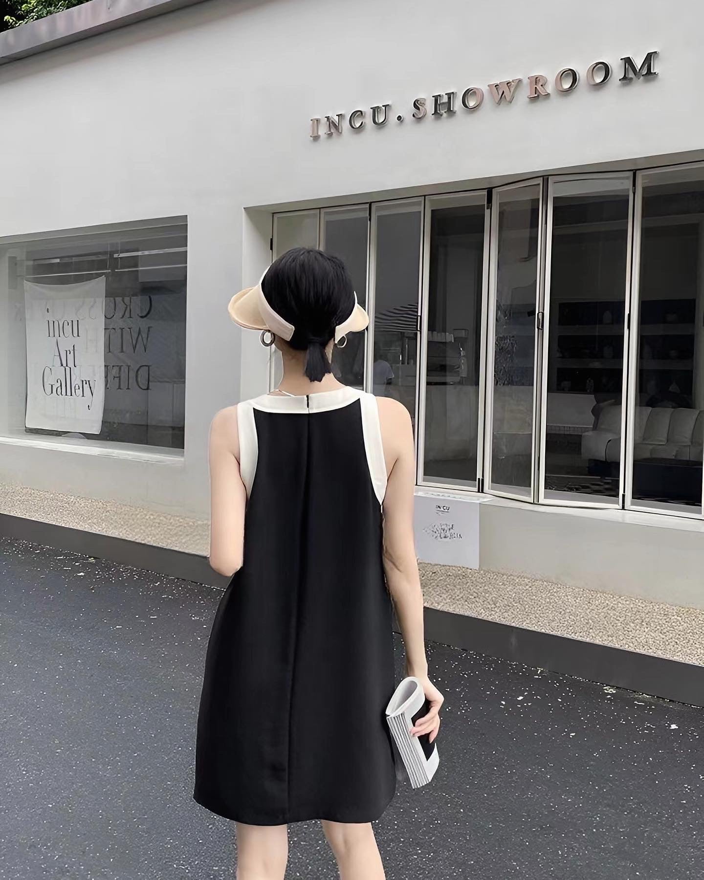 配色ネックレスベストワンピース