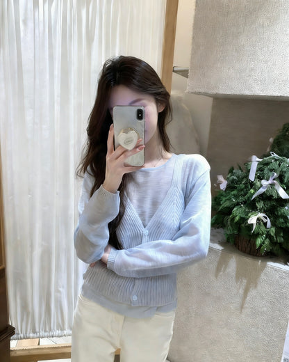 疊穿小衫+吊帶針織馬甲套裝