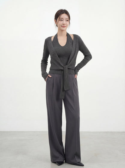 Halter Neck Layered Knit Top