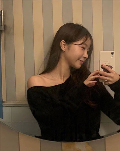 off shoulder針織冷杉top