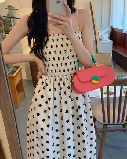 花花收腰A字吊帶連身裙