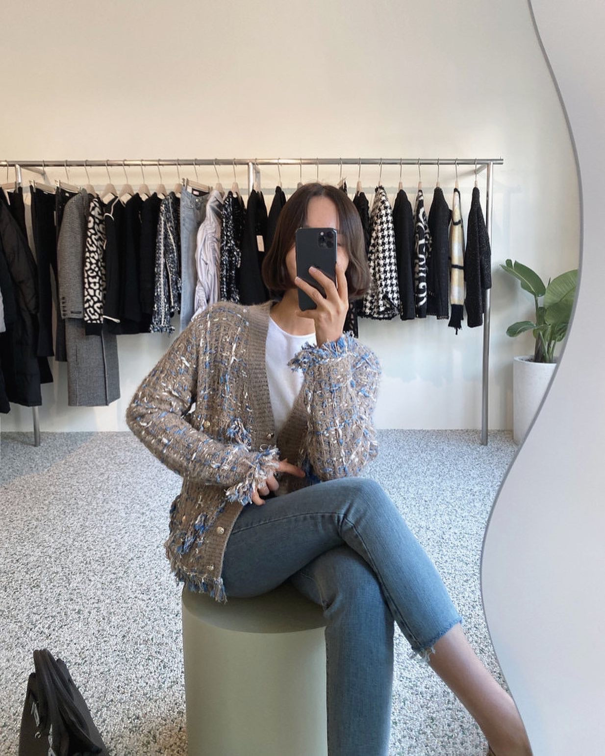 Vintage V-neck Multicolor Knit Cardigan