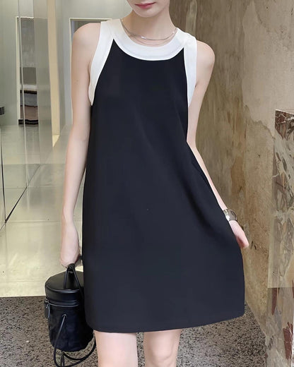 配色ネックレスベストワンピース