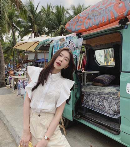 French Lapel Patchwork Shirt