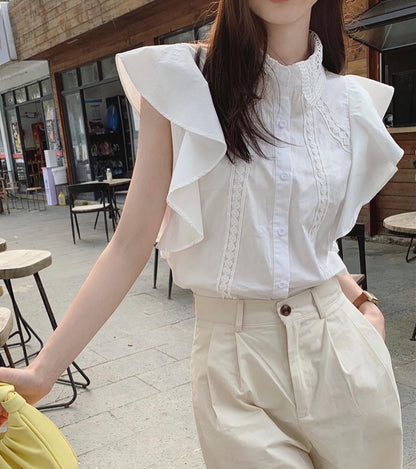 French Lapel Patchwork Shirt