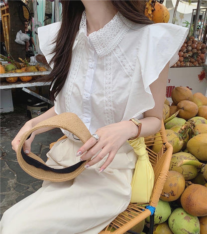 French Lapel Patchwork Shirt