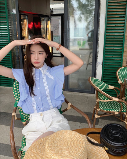 French Lapel Patchwork Shirt