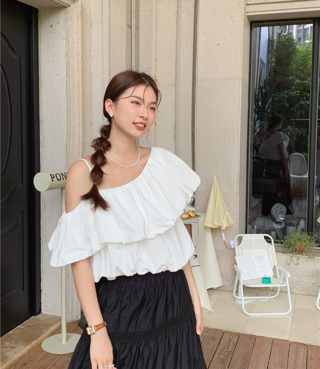 one-shoulder strap top