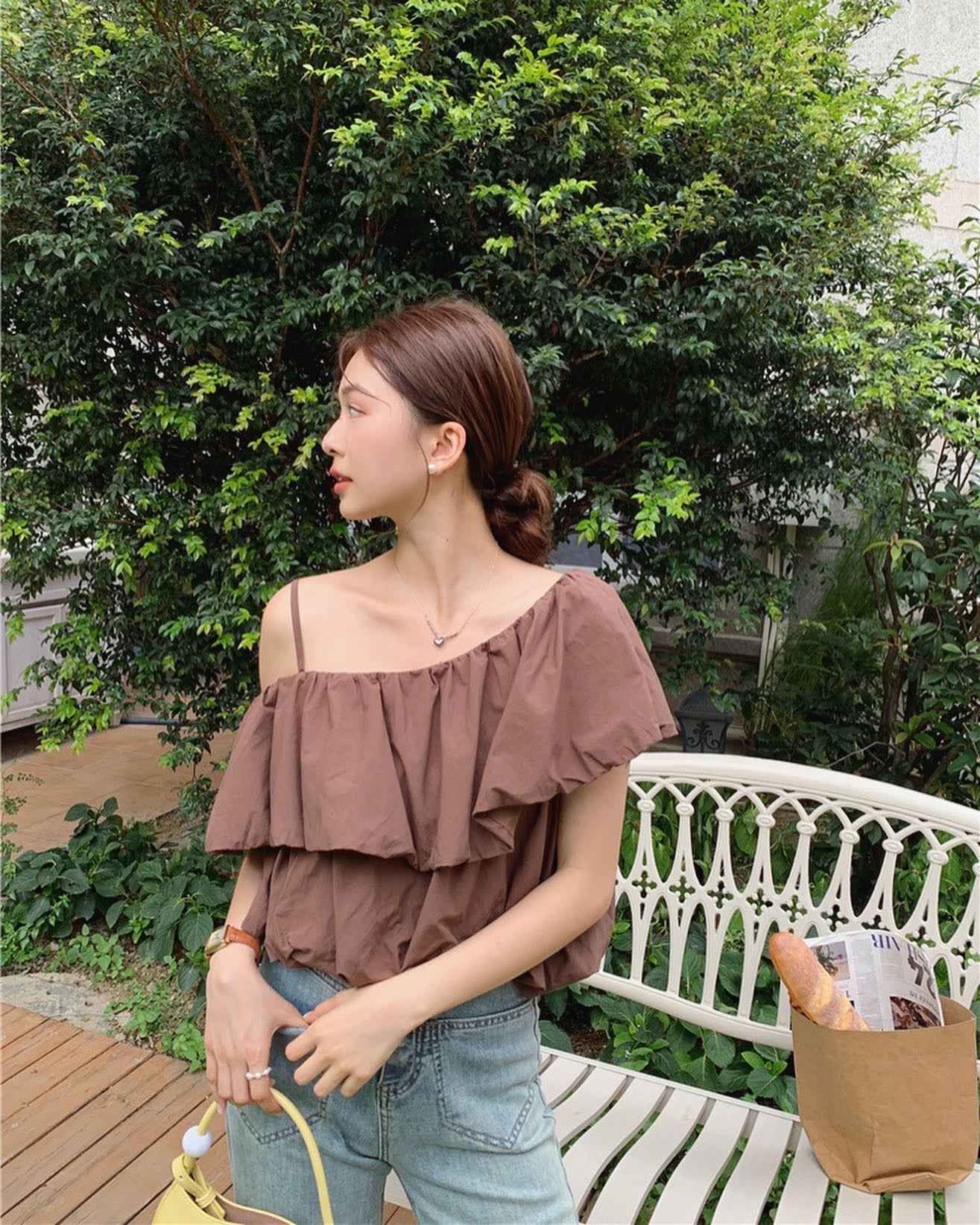 one-shoulder strap top