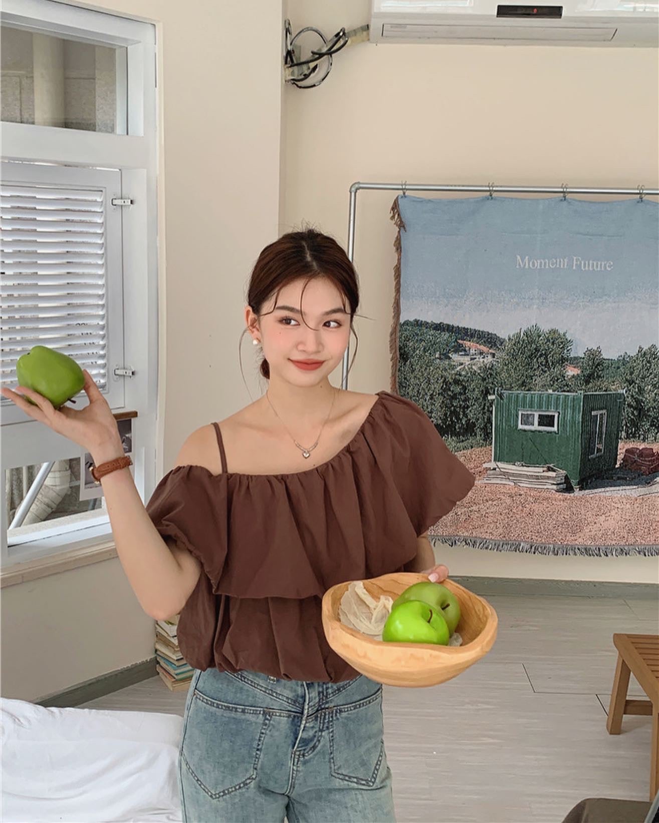 one-shoulder strap top