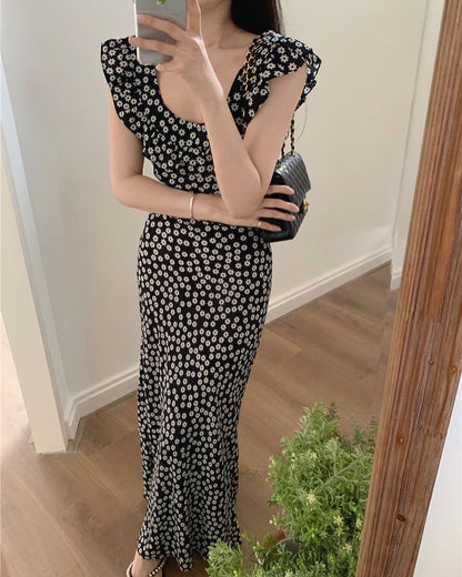 Black Floral Print Dress