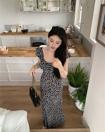 Black Floral Print Dress