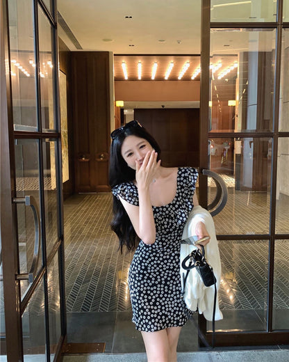 Black Floral Print Dress