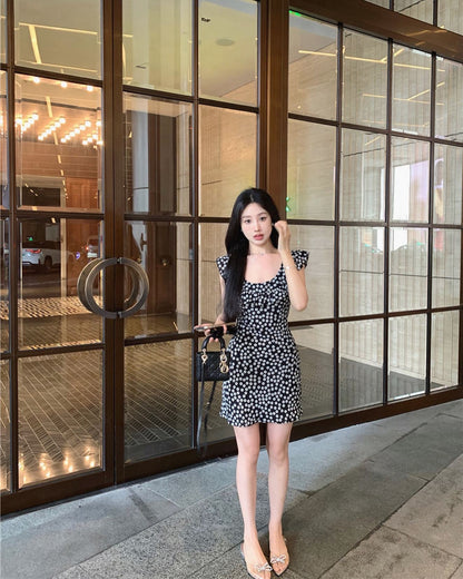 Black Floral Print Dress