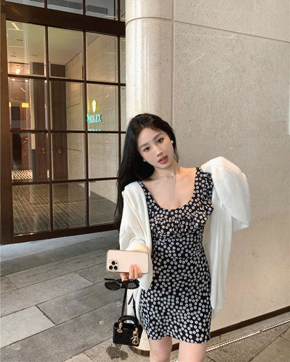 Black Floral Print Dress